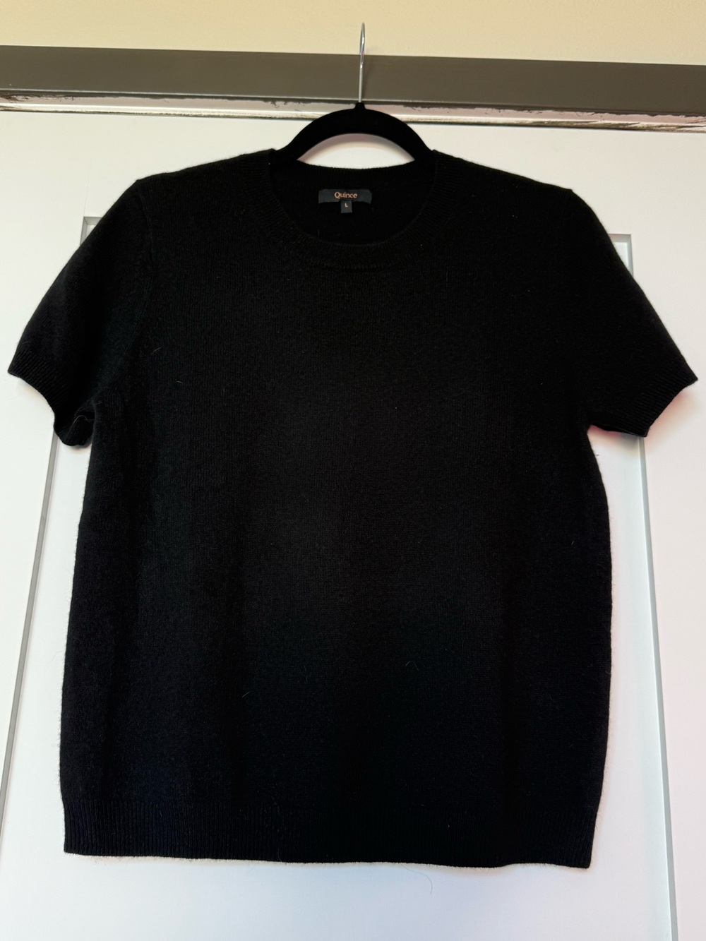 Quince Black Short Sleeve Cashmere Sweater Tee